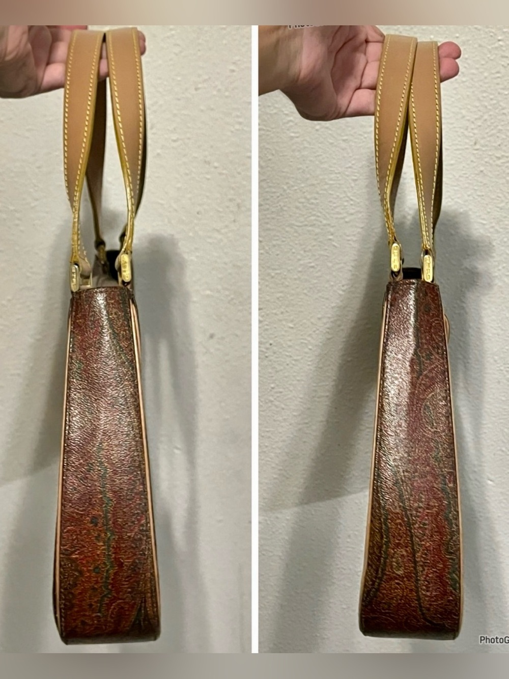 ETRO VTG Y2K Arnica Paisley Flap Hobo Shoulder Bag Gold Pegasus Accent Vintage - Picture 11 of 16